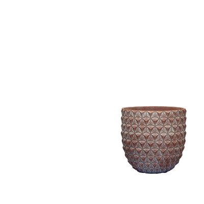 Vaso per piante in cemento | Design ispirato al pino | Bicchiere per interni | Motivo geometrico 3D | Rifinito a mano in colore bordeaux