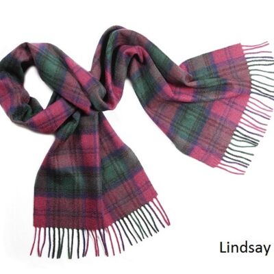 100% Cashmere Tartan Scarf, Lindsay