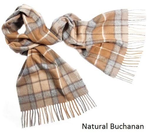 100% Cashmere Tartan Scarf, Natural Buchanan