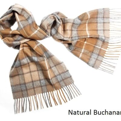 Sciarpa Tartan 100% Cashmere, Buchanan Naturale