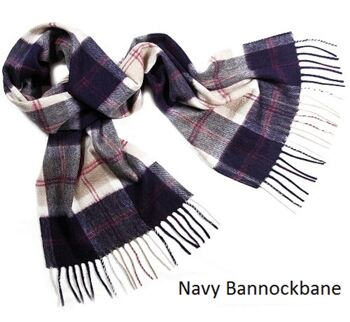 Écharpe Tartan 100% Cachemire, Marine Bannockbane