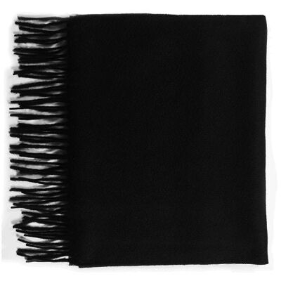 Bufanda lisa 100% lana de cordero, negra