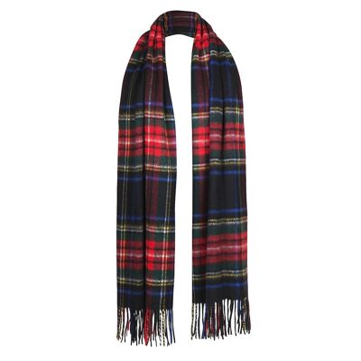 100% Lambswool Stole, Black Stewart