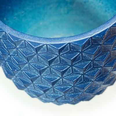 Blumentopf aus Zement | Kiefer-inspiriertes Design | Indoor Tumbler Topf | Geometrisches 3D-Muster | Handgefertigt in einer Marinefarbe