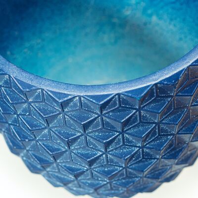 Vaso per piante in cemento | Design ispirato al pino | Bicchiere per interni | modello geometrico 3D | Rifinito a mano in colore Navy