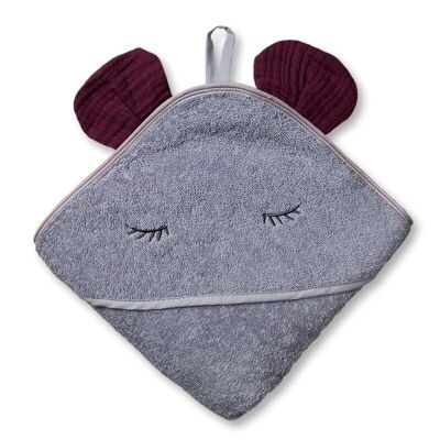 Hooded bath towel MOUSE Lavender