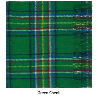Bufanda escocesa 100% lana de cordero, cuadros verdes