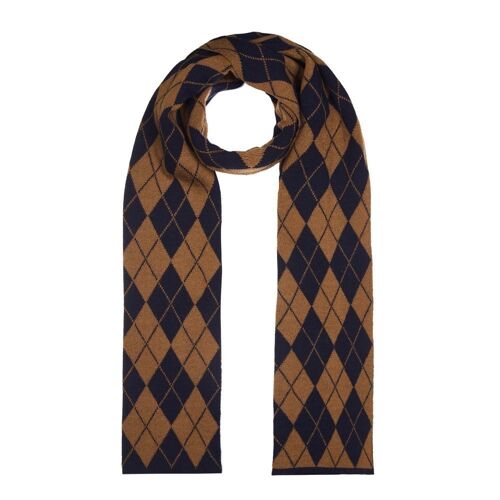 100% New Wool Argyle Scarf, Brown