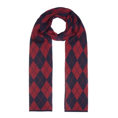 100% New Wool Argyle Scarf, Wine