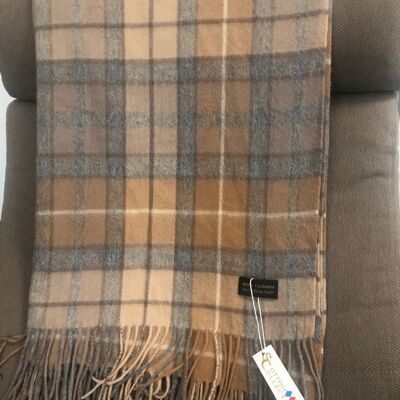 100% Pure Cashmere Classic Tartan Blanket, Natural Buchanan