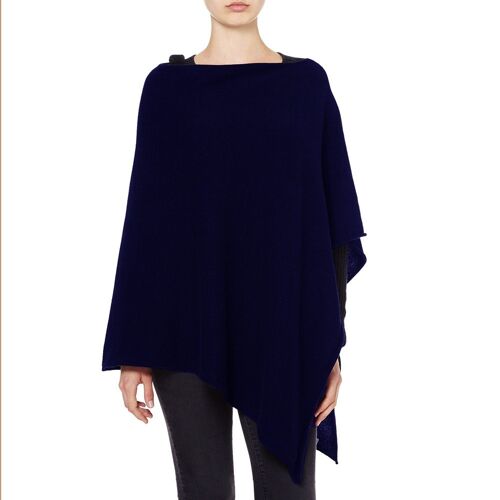 100% Pure Cashmere Poncho, Navy