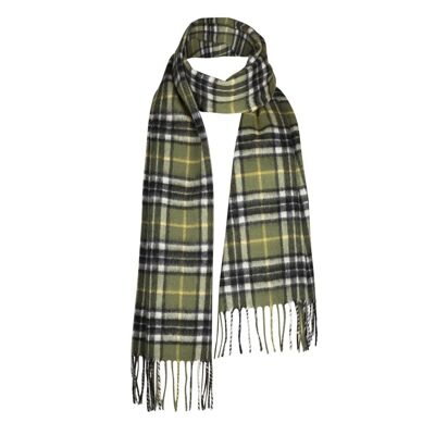 Cashmere and Lambswool Mixed Tartan Scarf, Grey & Black