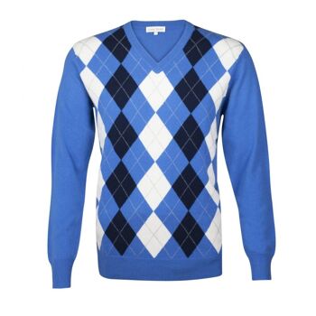 Pull ou Pull Homme 100% Cachemire Argyle Col V, Fleur de Maïs