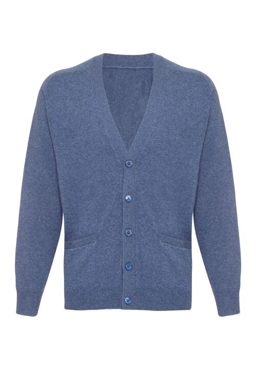 Men's 100% Cashmere Classic Cardigan, Denim