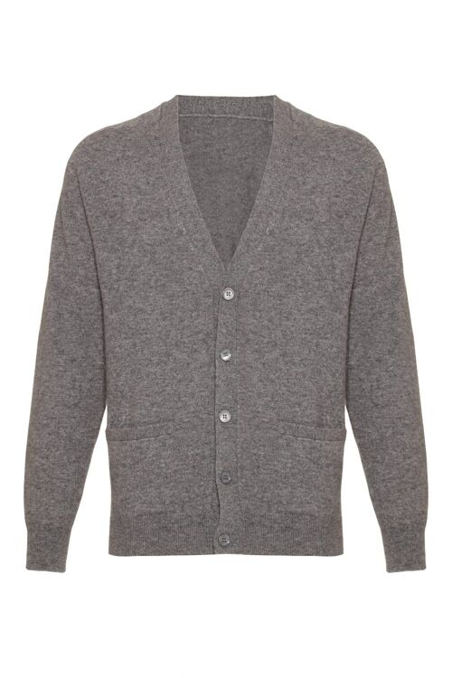 Men's 100% Cashmere Classic Cardigan, Grey