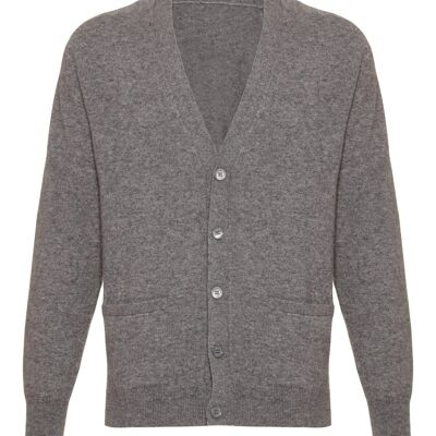 Cárdigan clásico 100% cachemir para hombre, gris