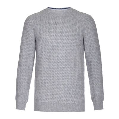 Jersey o suéter de nido de abeja 100 % cachemir para hombre, gris
