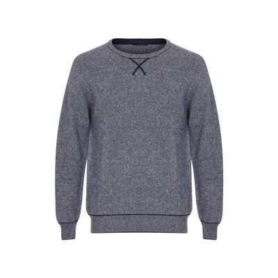 Jersey o suéter 100 % cachemir jacquard para hombre, azul marino