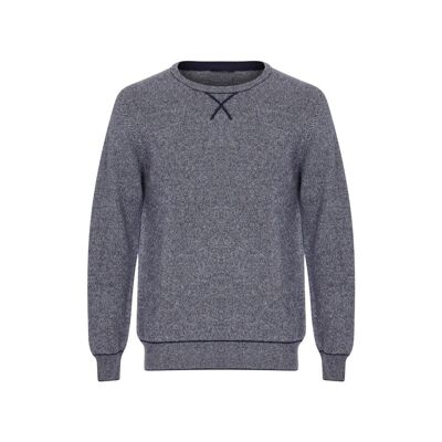 Maglione o maglione jacquard da uomo in 100% cashmere, blu navy