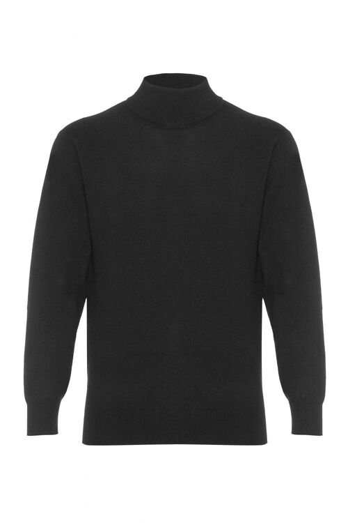 Men's 100% Cashmere Polo Neck Jumper or Sweater, Black