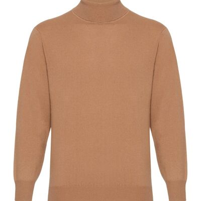 Men's 100% Cashmere Polo Neck Jumper or Sweater, Camel