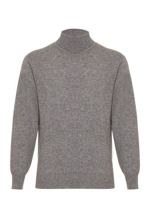 Men's 100% Cashmere Polo Neck Jumper or Sweater, Grey