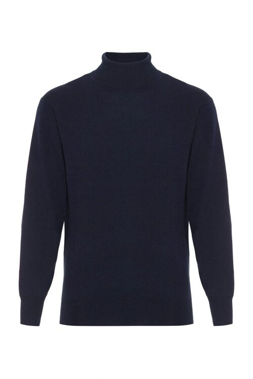 Men's 100% Cashmere Polo Neck Jumper or Sweater, Navy