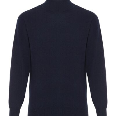 Herrenpullover oder Pullover aus 100 % Kaschmir mit Rollkragen, Marineblau