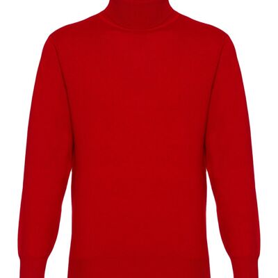 Jersey o suéter 100 % cachemir con cuello de polo para hombre, rojo