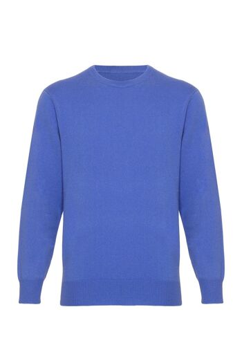Pull ou Pull Col Rond 100% Cachemire Homme, Bleuet