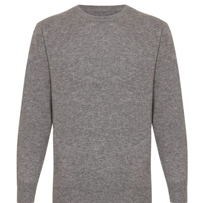 Men's 100% Cashmere Round Crew Neck Jumper or Sweater, Grey