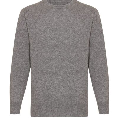 Men's 100% Cashmere Round Crew Neck Jumper or Sweater, Grey