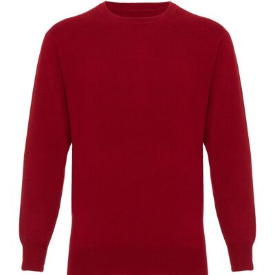 Maglione o maglione girocollo da uomo in 100% cashmere, bordeaux