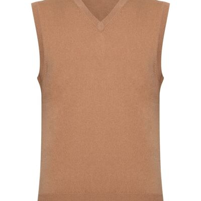 Men's 100% Cashmere Tank Tops Slipover, Camel