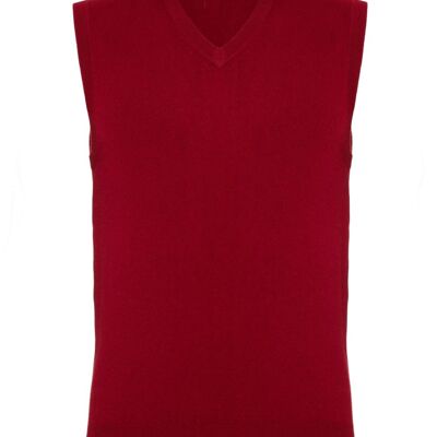 Camiseta sin mangas 100 % cachemir para hombre, color vino
