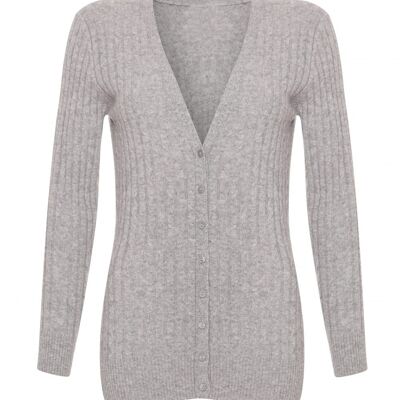 Cardigan da donna a trecce in 100% cashmere, grigio