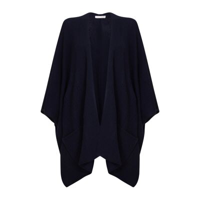 Mantella da donna in 100% cashmere, blu navy