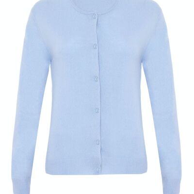 Cardigan Femme 100% Cachemire Classique, Bleu Bébé