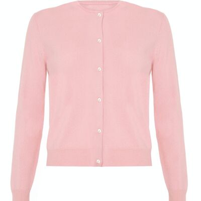 Women's 100% Cashmere Classic Cardigan, Baby Pink