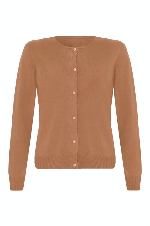 Women's 100% Cashmere Classic Cardigan, Camel