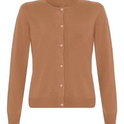 Klassischer Cardigan aus 100 % Kaschmir für Damen, Camel