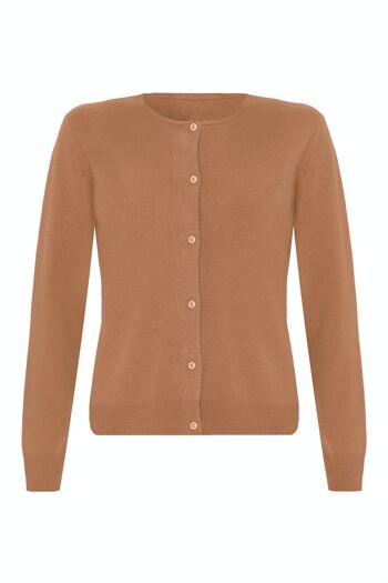 Cardigan Femme 100% Cachemire Classique, Camel