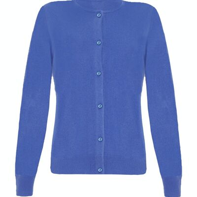 Cárdigan clásico 100 % cachemir para mujer, azul aciano