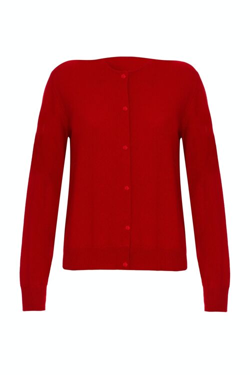 Women's 100% Cashmere Classic Cardigan, Red