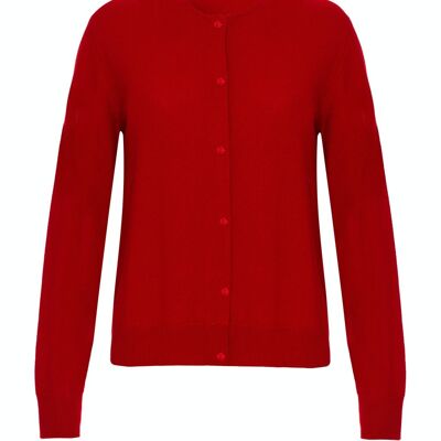 Women's 100% Cashmere Classic Cardigan, Red