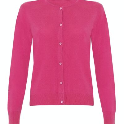 Women's 100% Cashmere Classic Cardigan, CERISE