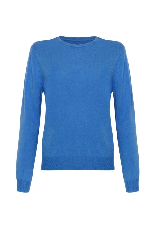 Women's 100% Cashmere Crew Neck Jumper or Sweater, Cornflower