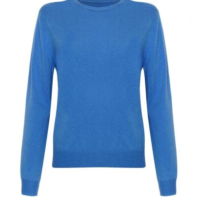 Maglia Girocollo Donna 100% Cashmere, Fiordaliso