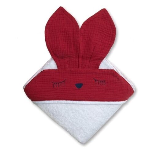 Hooded bath towel SLEEPY BUNNY Strawberry