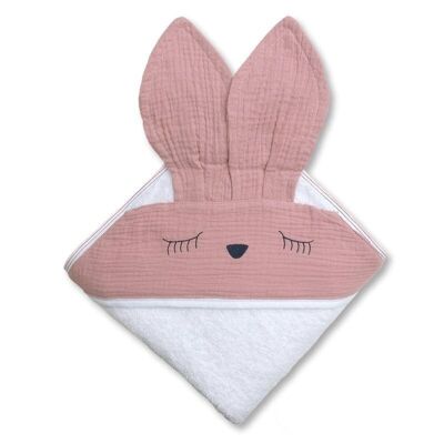 Hooded bath towel SLEEPY BUNNY Blush